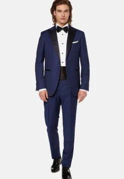 Abito Da Smoking Navy Blu In Lana Elasticizzata