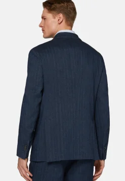 Abito Doppio Petto Navy In Lino Cotone