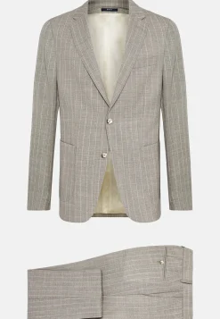 Abito Grigio Chiaro Gessato In Pura Lana