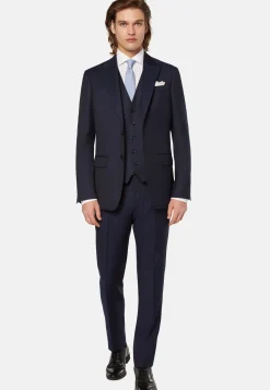 Abito Navy Blue Micro Fantasia Pura In Lana