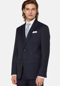 Abito Navy Blue Micro Fantasia Pura In Lana