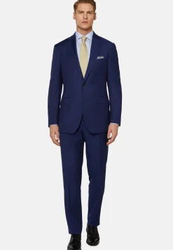 Abito Royal Blu Gessato In Pura Lana Super 130