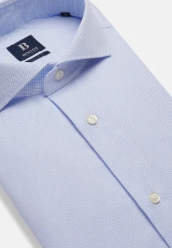 Camicia A Quadretti Azzurri In Cotone Regular Fit