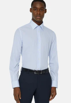 Camicia A Righe Azzurre In Cotone Regular Fit