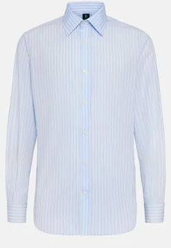 Camicia A Righe Azzurre In Cotone Regular Fit