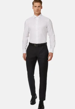 Camicia Azzurra In Cotone Dobby Regular Fit