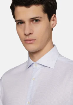Camicia Azzurra In Cotone Dobby Regular Fit