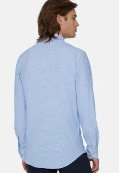 Camicia Azzurra In Nylon Elasticizzato Slim Fit