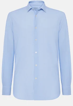 Camicia Azzurra In Nylon Elasticizzato Slim Fit