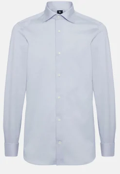 Camicia Azzurra In Pin Point Di Cotone Slim Fit