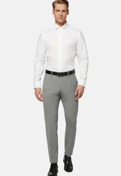 Camicia Azzurra In Pin Point Di Cotone Slim Fit