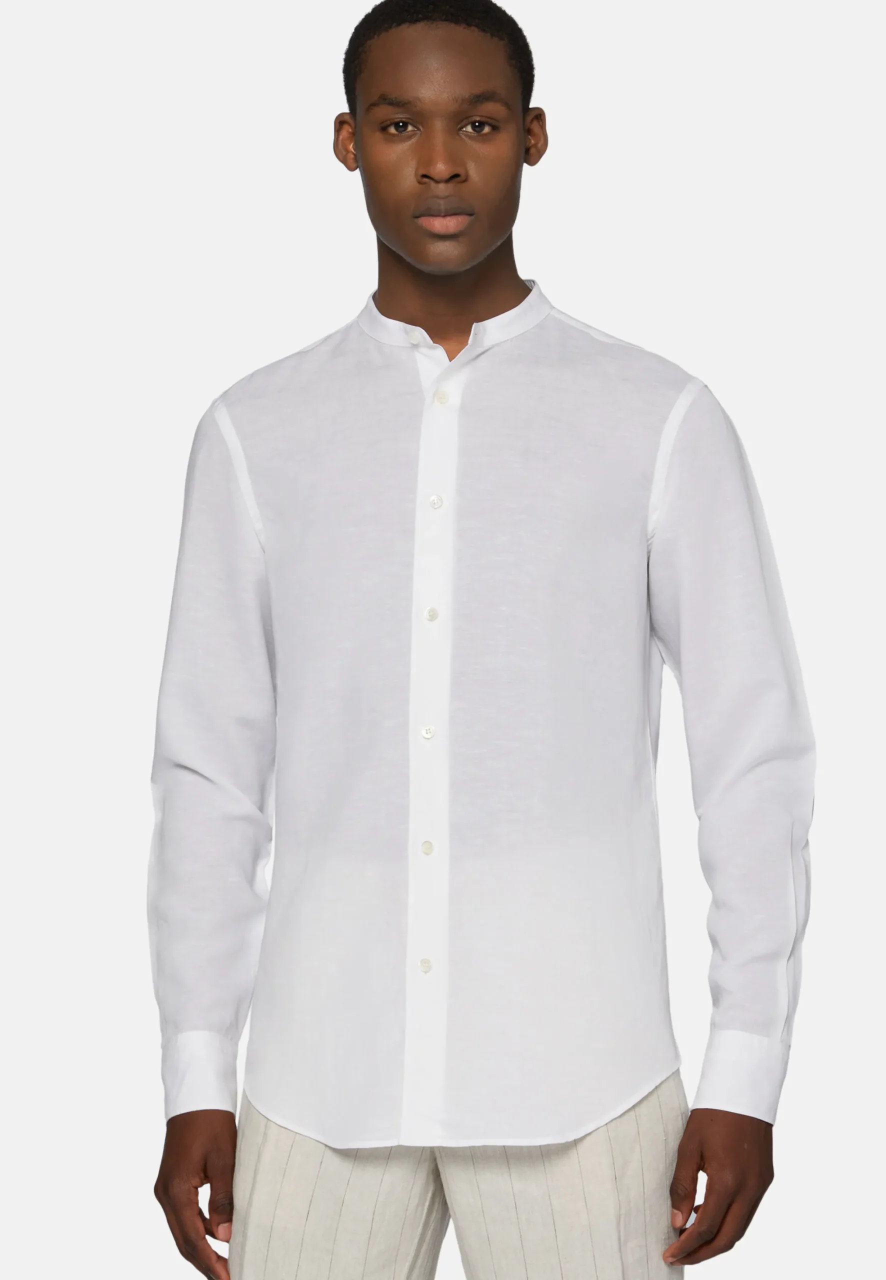 Camicia Azzurra In Tencel Lino Regular Fit