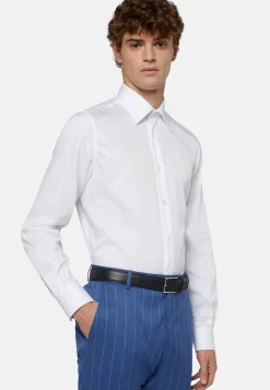 Camicia Azzurra In Twill Di Cotone Regular Fit