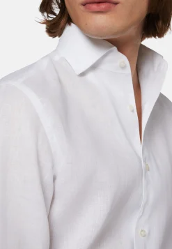 Camicia Bianca In Lino Regular Fit