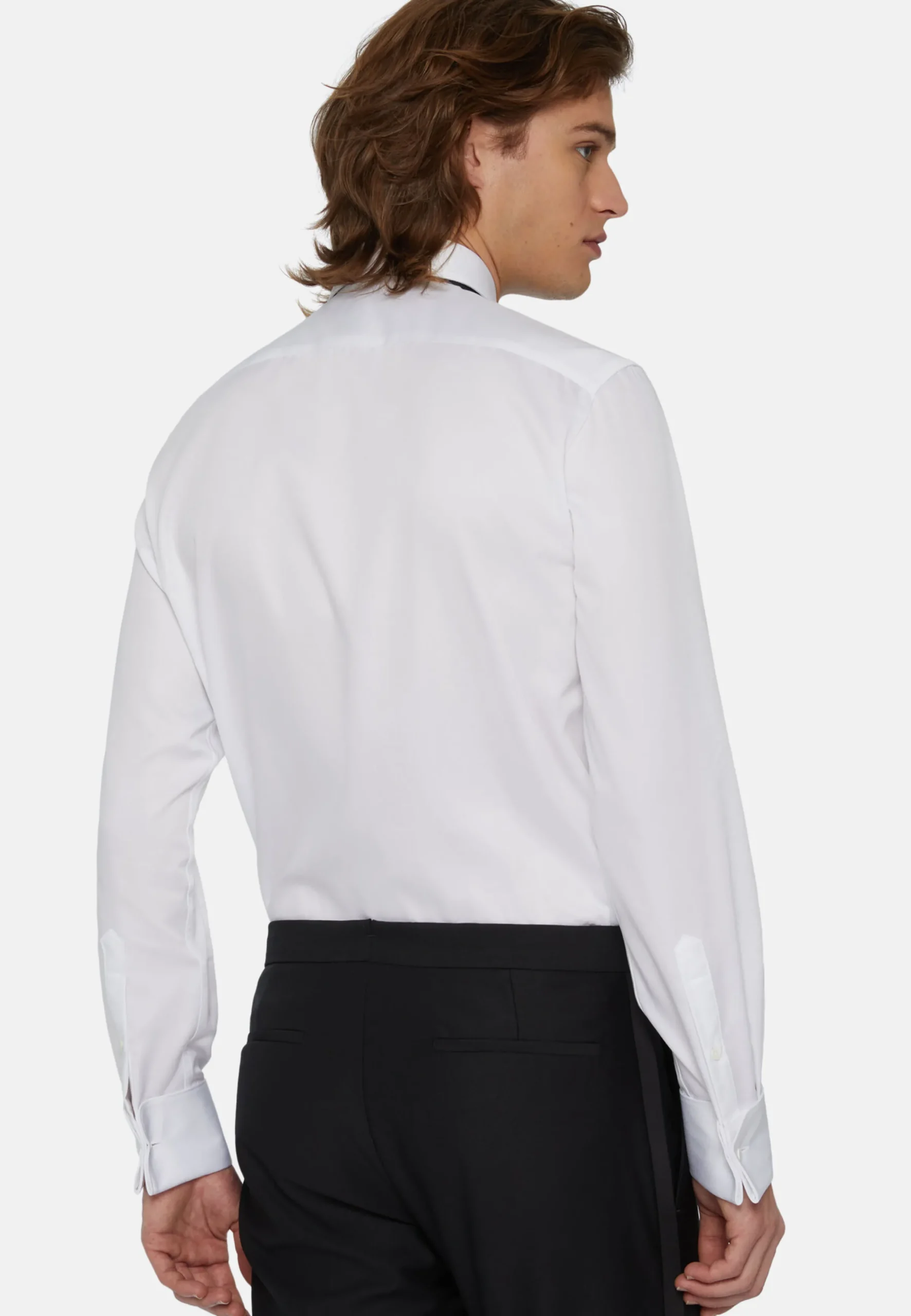 Camicia In Raso Di Cotone Slim Fit