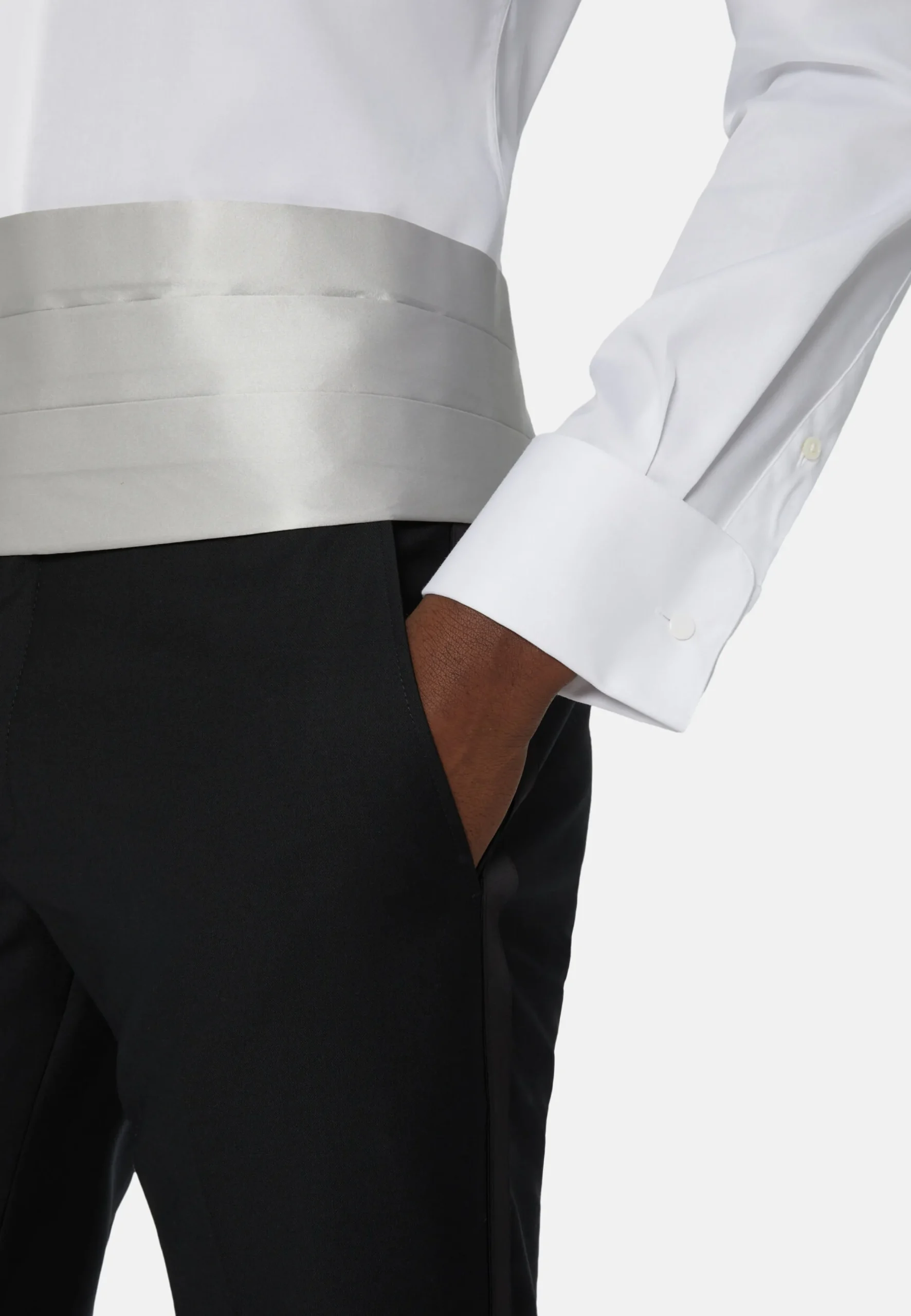 Camicia In Raso Di Cotone Slim Fit