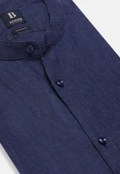 Camicia Navy In Lino Regular Fit