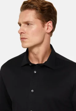 Camicia Nera In Cotone E COOLMAX® Slim Fit