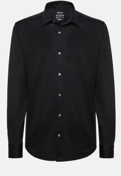 Camicia Nera In Cotone E COOLMAX® Slim Fit