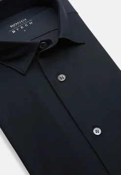 Camicia Nera In Nylon Elasticizzato Slim Fit