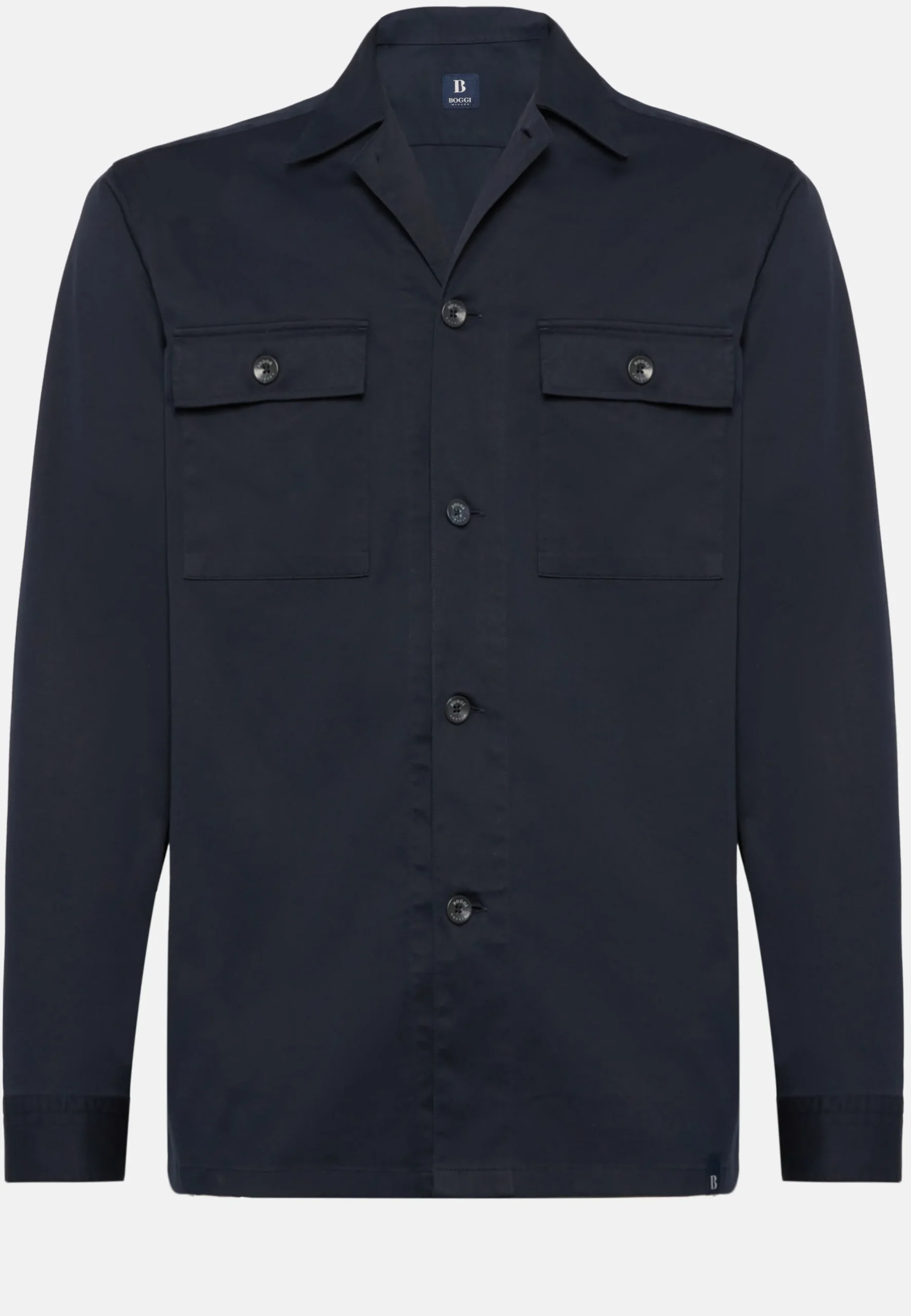 Camicia Over Camp Navy In Cotone Tencel
