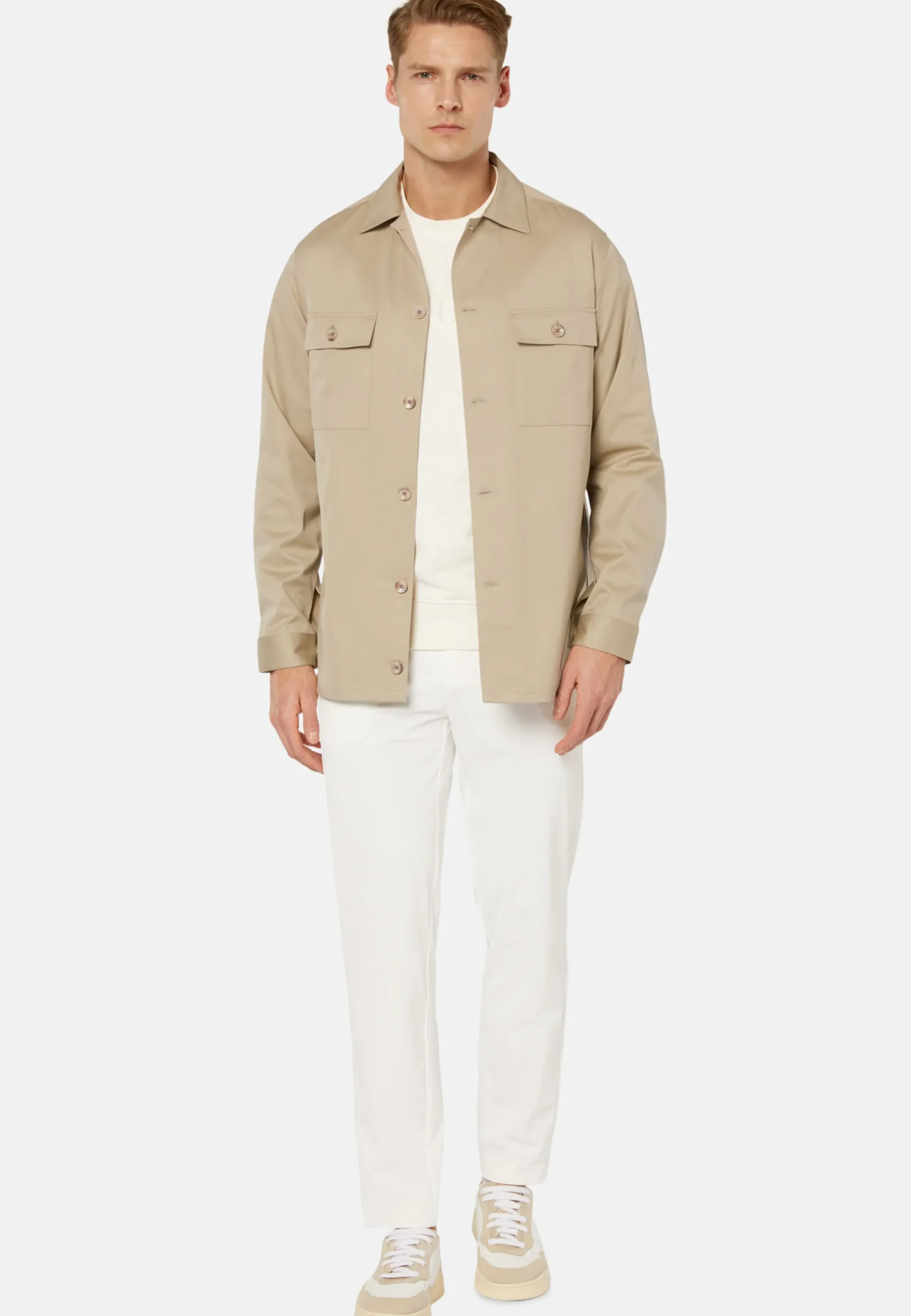 Camicia Over Camp Navy In Cotone Tencel