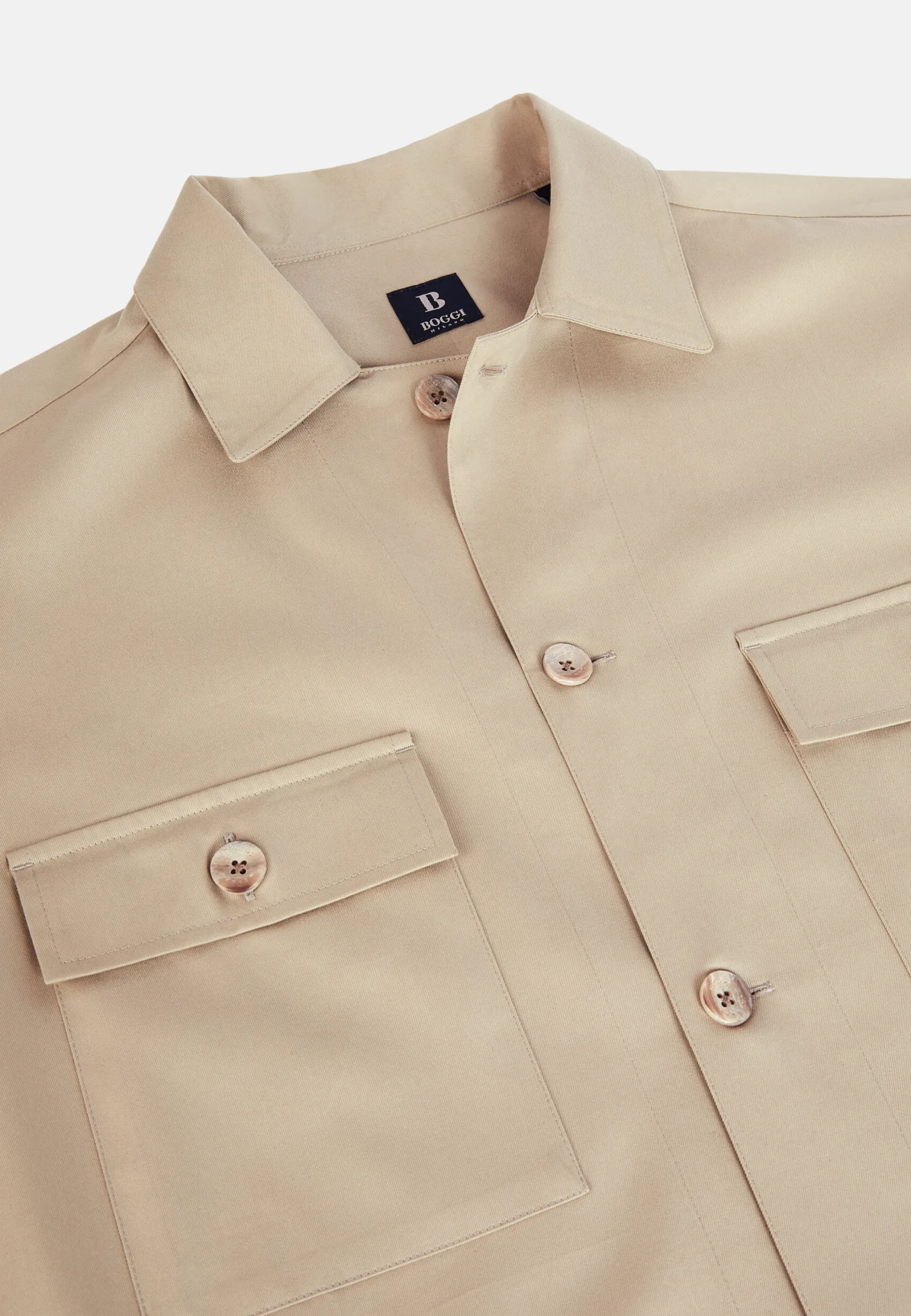 Camicia Over Camp Navy In Cotone Tencel