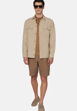 Camicia Over Camp Sabbia In Lino