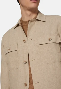 Camicia Over Camp Sabbia In Lino