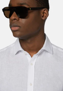 Camicia Rosa In Lino Regular Fit