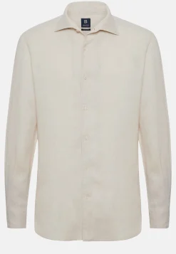 Camicia Tortora In Lino Regular Fit