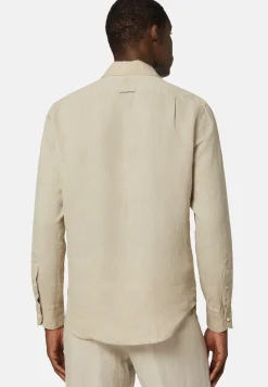 Camicia Tortora In Lino Regular Fit