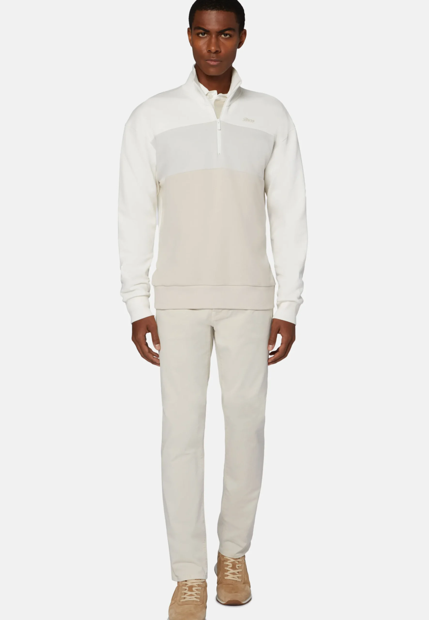 Felpa Mezza Zip In Misto Cotone Organico