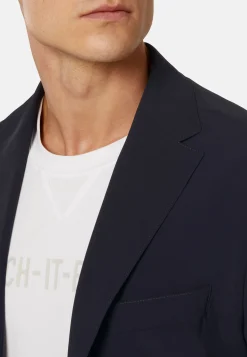 Giacca Navy Blu In Nylon Elasticizzato B Tech