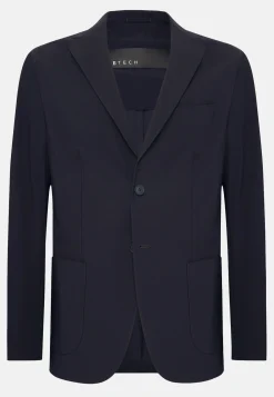 Giacca Navy Blu In Nylon Elasticizzato B Tech