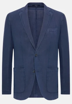 Giacca Navy Blu In Puro Lino