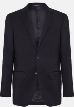 Giacca Navy In Saglia Di Lana Elasticizzata