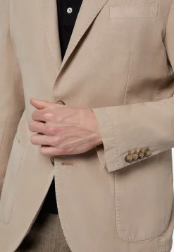 Giacca Tortora In Tencel Lino Cotone