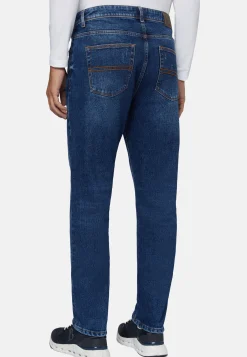 Jeans In Denim Elasticizzato Blu Scuro