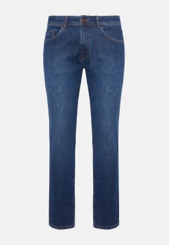 Jeans In Denim Elasticizzato Blu Medio