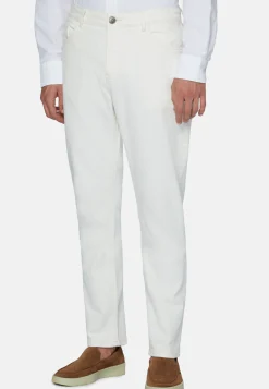 Jeans In Denim Elasticizzato Crema