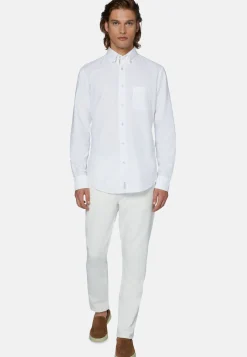 Jeans In Denim Elasticizzato Crema