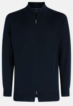 Maglia Full Zip Navy In Cotone Pima