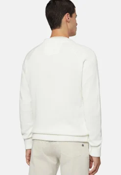 Maglia Scollo V Bianco In Cotone Organico
