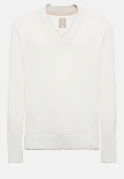 Maglia Scollo V Bianco In Cotone Organico