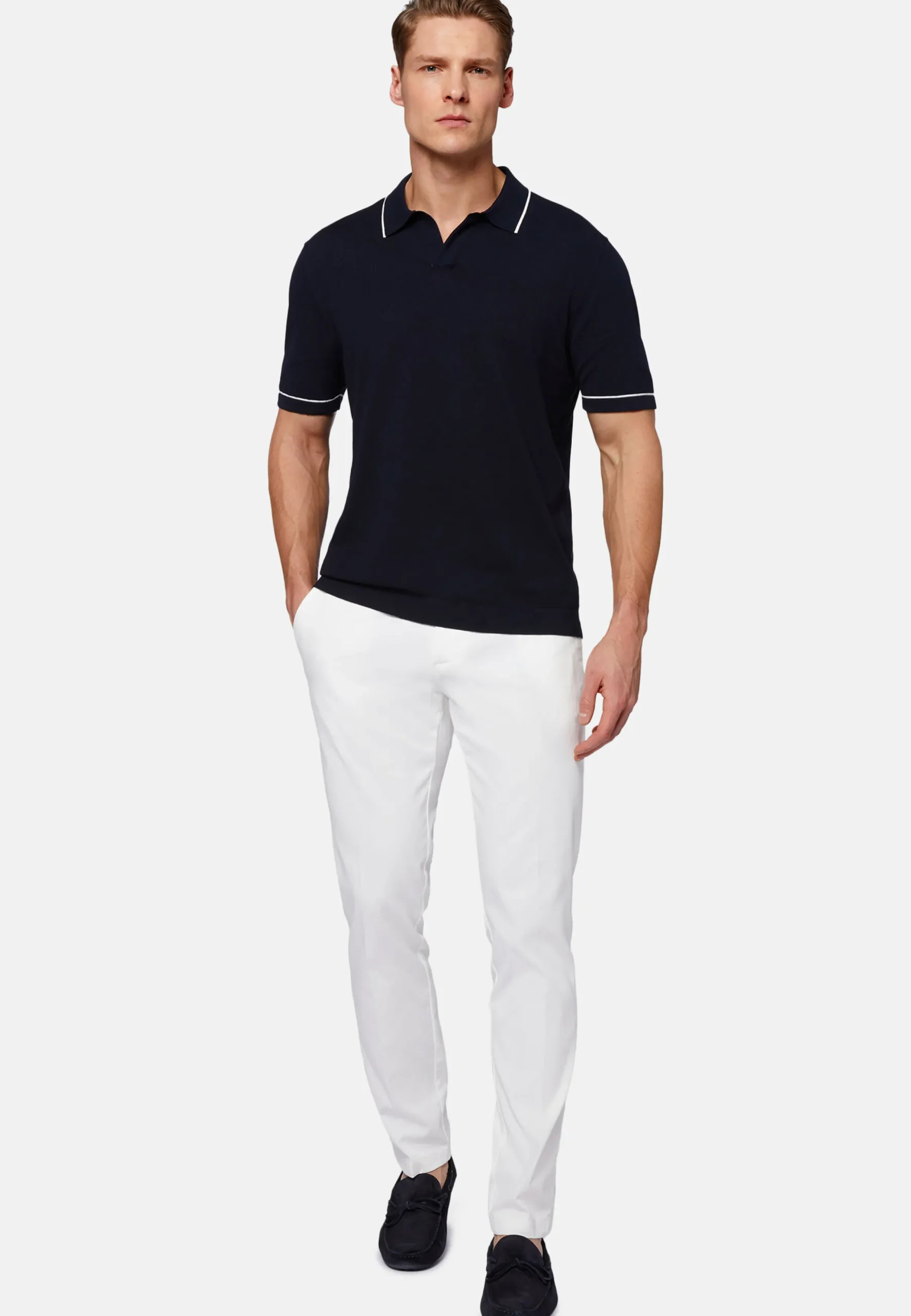 Pantaloni In Cotone Tencel Elasticizzato