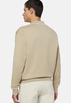 Polo Di Maglia A Collo Aperto Nero In Cotone