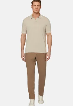 Polo Di Maglia Marrone In Cotone Crêpe