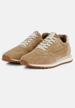 Sneakers In Pelle Scamosciata Azzurre E Beige