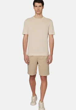 T-shirt Di Maglia Navy In Cotone Crêpe